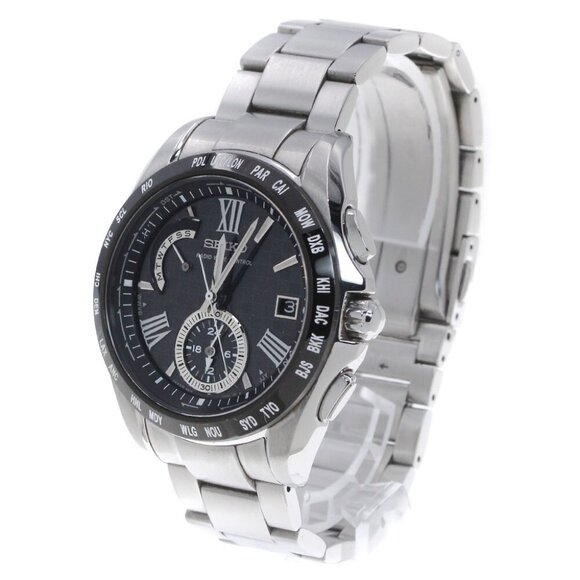 SEIKO Brights SAGA089/8B54-0AE0 black Dial Solar Powered Radio Men's
